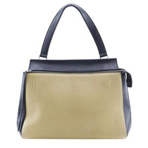 Celine Edge Bicolor Leather Black Beige Shoulder Bag